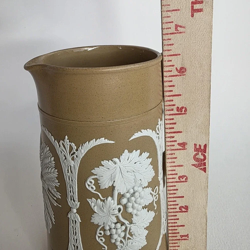 Antique England Dudson 19th Century Brown Jasperware‎ Pitcher # 996 Neoclassical
